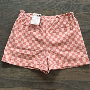 Adorable SO Pink and Cream Checkerboard Utility Shorts